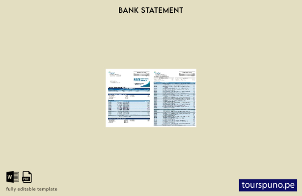 listo para imprimir plantilla de páginas de Word de extracto bancario de USA Mis